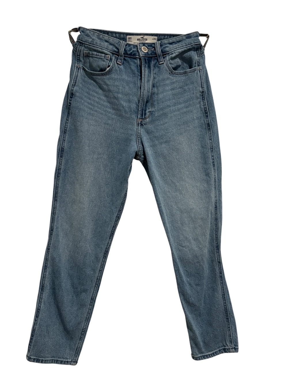 Hollister High-Rise Straight Leg Jeans in Light-Medium Blue